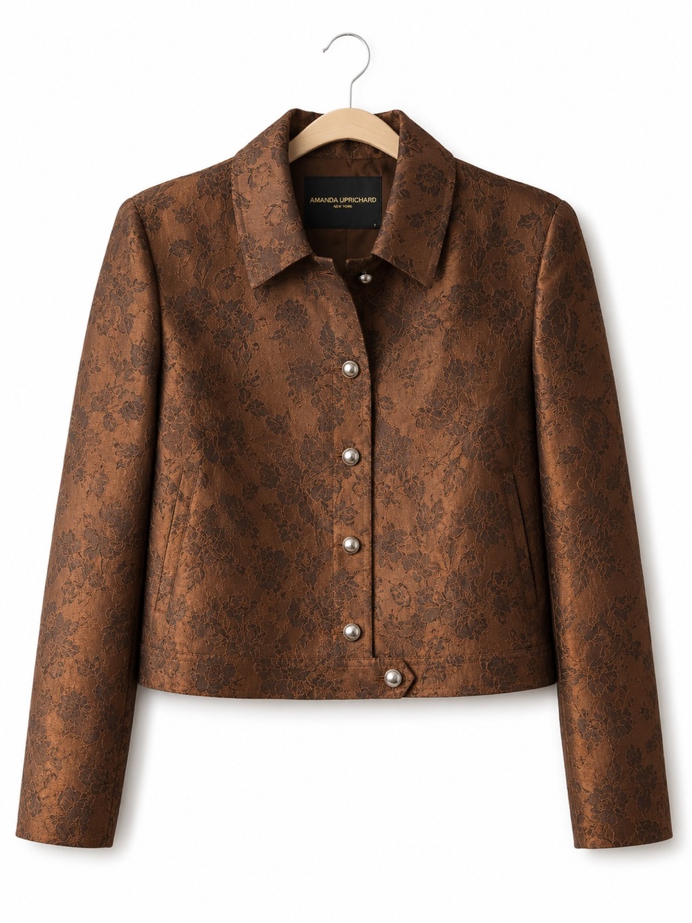 Amanda Uprichard Bronze Brown Floral Jacquard Jacket